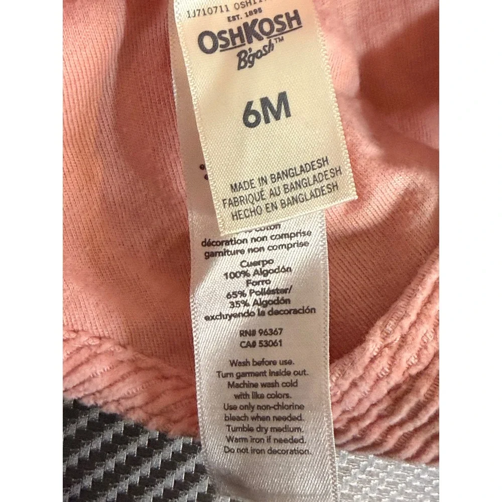 OshKosh Bgosh Pink Corduroy Overalls Baby Girls 6M